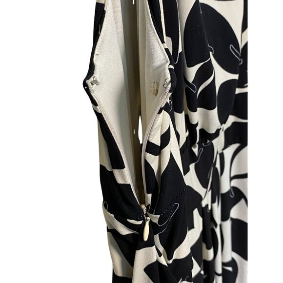 Premium Nine West Lined Dress, Leaf Pattern, Attached Belt, 12 - Picture 6 of 9